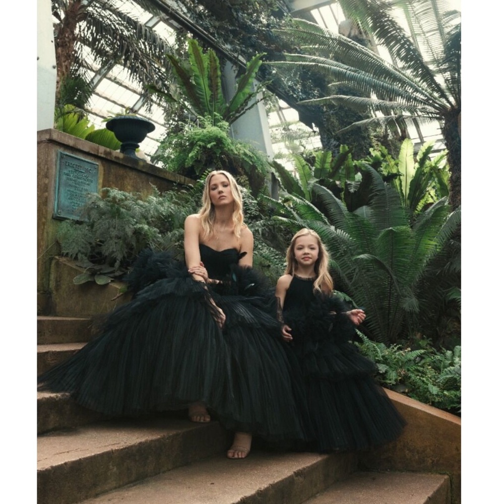 Mac Duggal Black Strapless Tulle Gown with Feather Detail - Picture 14 of 16
